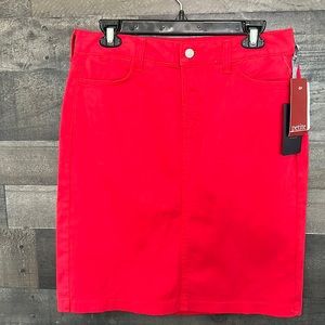 New Cute NYDJ Red Straight Midi Skirt